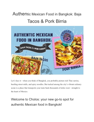 Authentic Mexican Food in Bangkok: Baja Tacos & Pork Birria