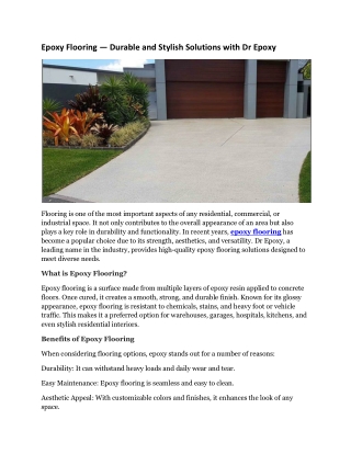 Premium Epoxy Flooring Solutions | Dr Epoxy – Durable & Stylish Floors