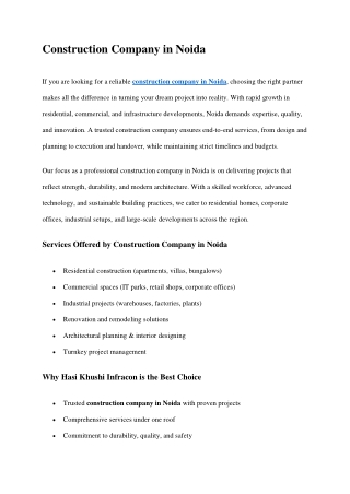Construction Company in Noida