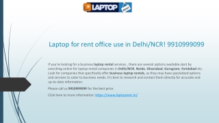 Laptop for rent office use in Delhi/NCR