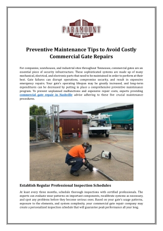Preventive Maintenance Tips to Avoid Costly Commercial Gate Repairs