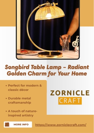Songbird Table Lamp – Radiant Golden Charm for Your Home