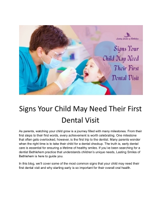 Signs Your Child May Need Their First Dental Visit