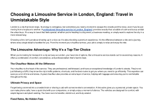 Choosing a Limousine Service in London England Travel in Unmistakable Style