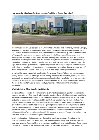 Industrial Office Space For Lease