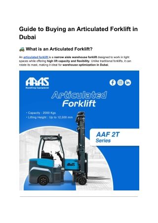Guide to Buying an Articulated Forklift in Dubai