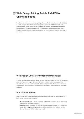 Web Design Pricing Kedah_ RM 499 for Unlimited Pages