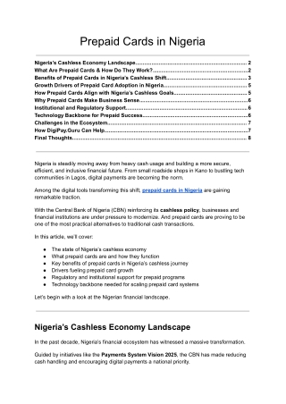 Prepaid Cards in Nigeria