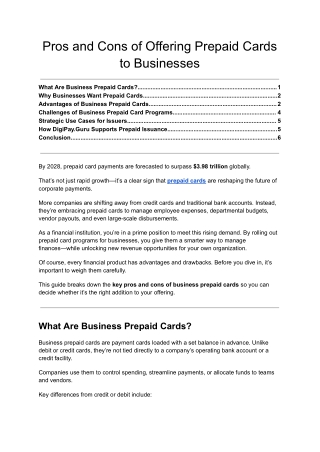 Pros and Cons of Offering Prepaid Cards to Businesses