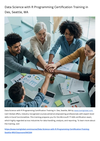 Data Science with R Programming Certification Training Course in Des, Seattle, WA