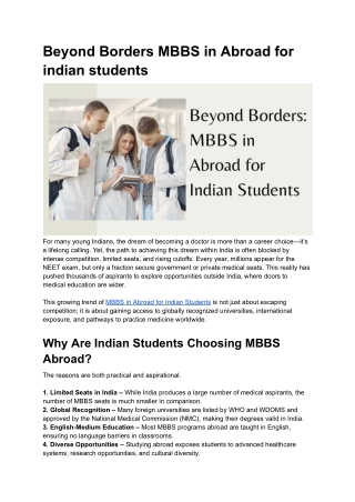 Beyond Borders MBBS in Abroad for indian students