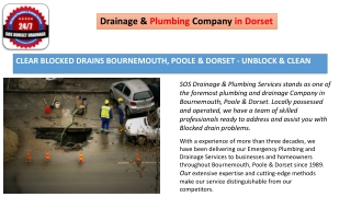Emergency Drainage & Plumbing Services in Bournemouth, Dorset & Poole