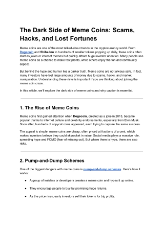 The Dark Side of Meme Coins_ Scams, Hacks, and Lost Fortunes