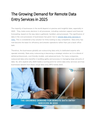 The Growing Demand for Remote Data Entry Services in 2025