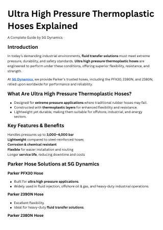 Ultra High Pressure Thermoplastic Hoses Explained