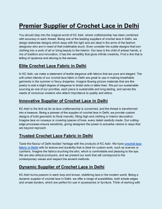 Premier Supplier of Crochet Lace in Delhi