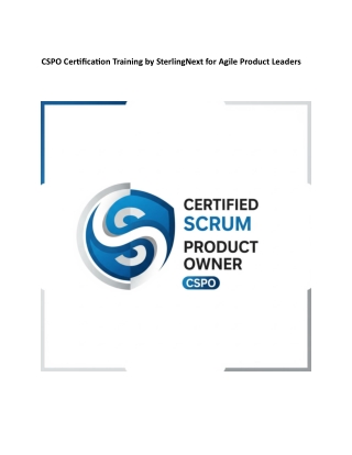 Certified Scrum Product Owner (CSPO) Training Offered by SterlingNext