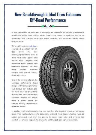Mud Tires Enhances Off-Road Performance