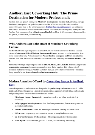 andheri east coworking hub
