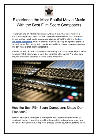 Experience the Most Soulful Movie Music With the Best Film Score Composers