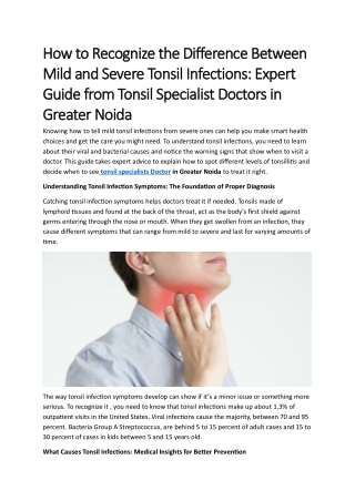 How to Recognize the Difference Between Mild and Severe Tonsil Infections