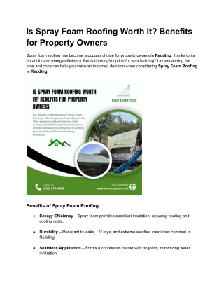 Is Spray Foam Roofing Worth It? Benefits for Property Owners