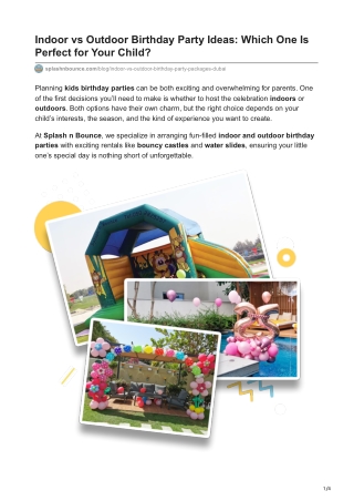 Indoor vs Outdoor Birthday Party Ideas Which One Is Perfect for Your Child