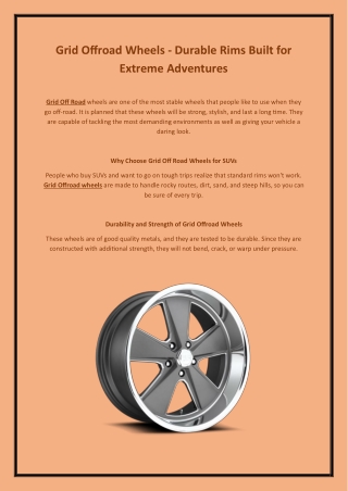 Grid Offroad Wheels - Durable Rims Built for Extreme Adventures