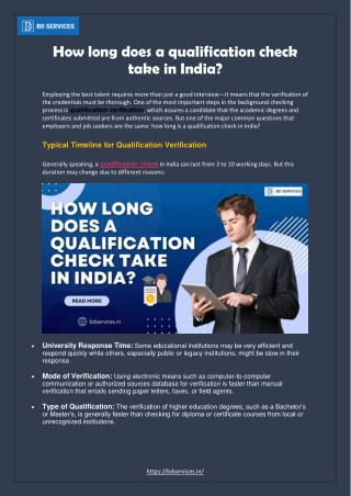 How long does a qualification check take in India?