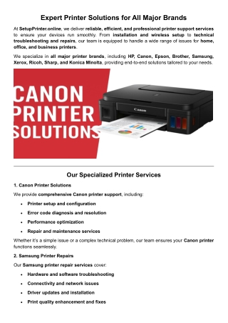 Managed Samsung and Canon Printer Services | UK