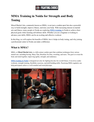 MMA Training in Noida for Strength and Body Toning