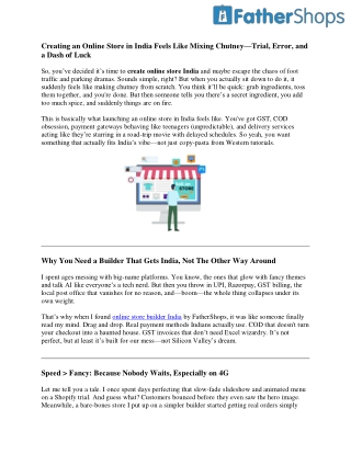 Creating an Online Store in India