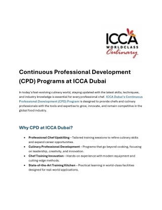 Continuous Professional Development (CPD) Program at ICCA Dubai