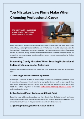 Avoiding Costly Errors: A Guide to Professional Cover for Law Firms