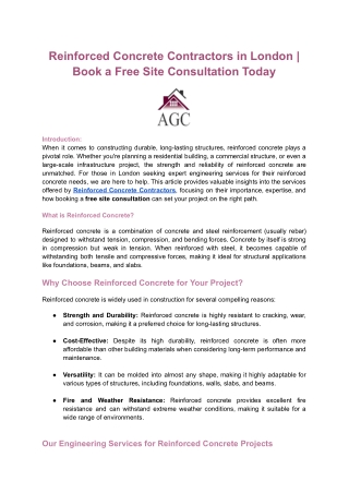 Top Reinforced Concrete Contractors in London | Free Site Consultation Available