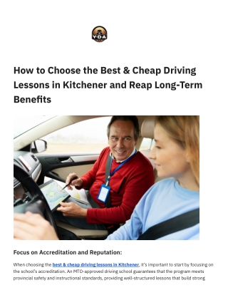 How to Choose the Best & Cheap Driving Lessons in Kitchener 4 Long-Term Benefits