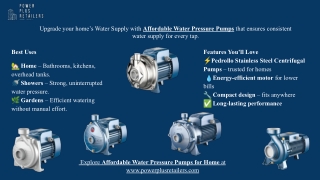 Power Plus Retailers Presents Reliable, Efficient & Affordable Water Pressure Pump for Homes in Puerto Rico