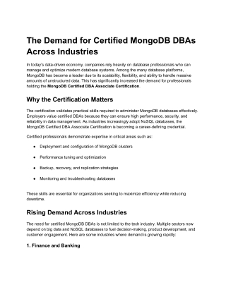 The Demand for Certified MongoDB DBAs Across Industries