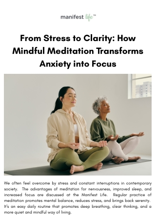 From Stress to Clarity How Mindful Meditation Transforms Anxiety into Focus