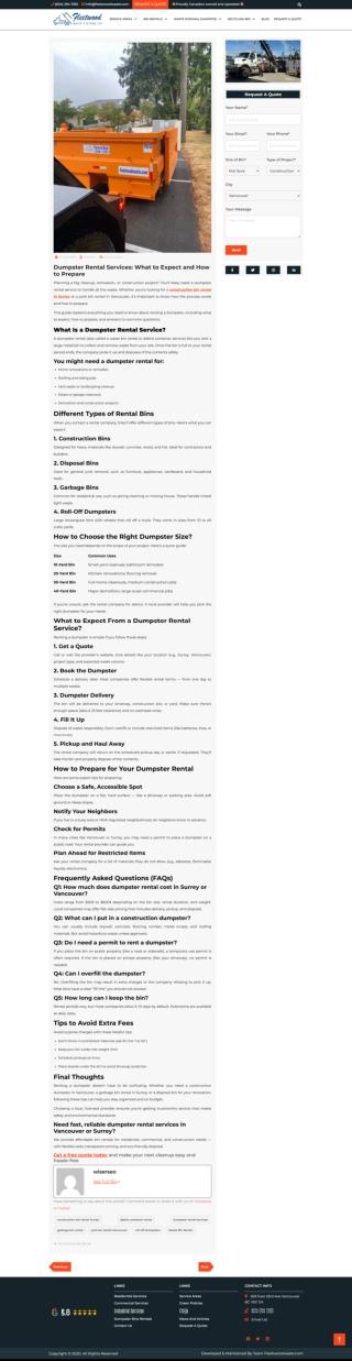 Dumpster Rental Services in Surrey & Vancouver – Complete Guide