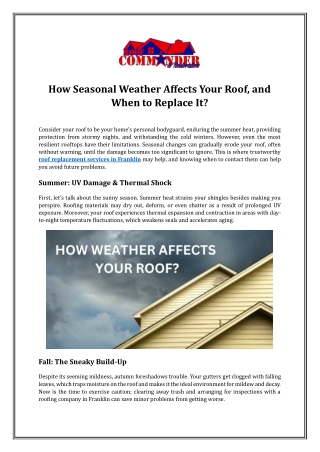 How Seasonal Weather Affects Your Roof, and When to Replace It?