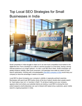 Top Local SEO Strategies for Small Businesses in India