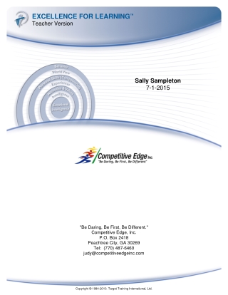 Excellence for Learning ™ – Teacher