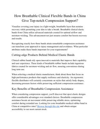 Precisely How Breathable Medical Adjustable Bands in China Give Top-notch Data C