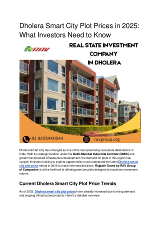 Dholera Smart City Plot Prices in 2025_ What Investors Need to Know