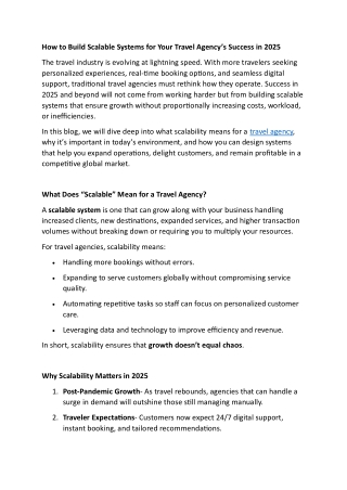 How do I build scalable systems for my travel agency's success in 2025