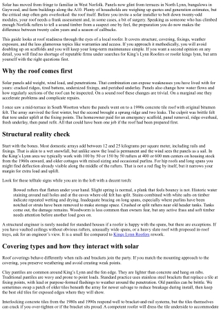 King’s Lynn Roofers: Preparing Your Roof for Solar Panels