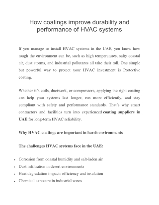 How coatings improve durability and performance of HVAC