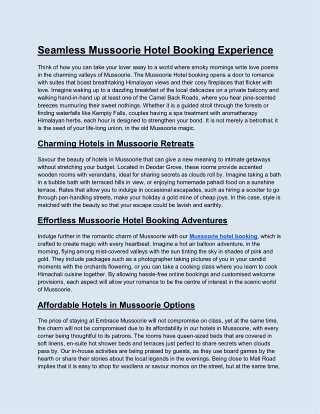 Seamless Mussoorie Hotel Booking Experience