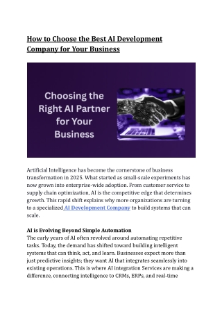 How to Choose the Best AI Development Company for Your Business